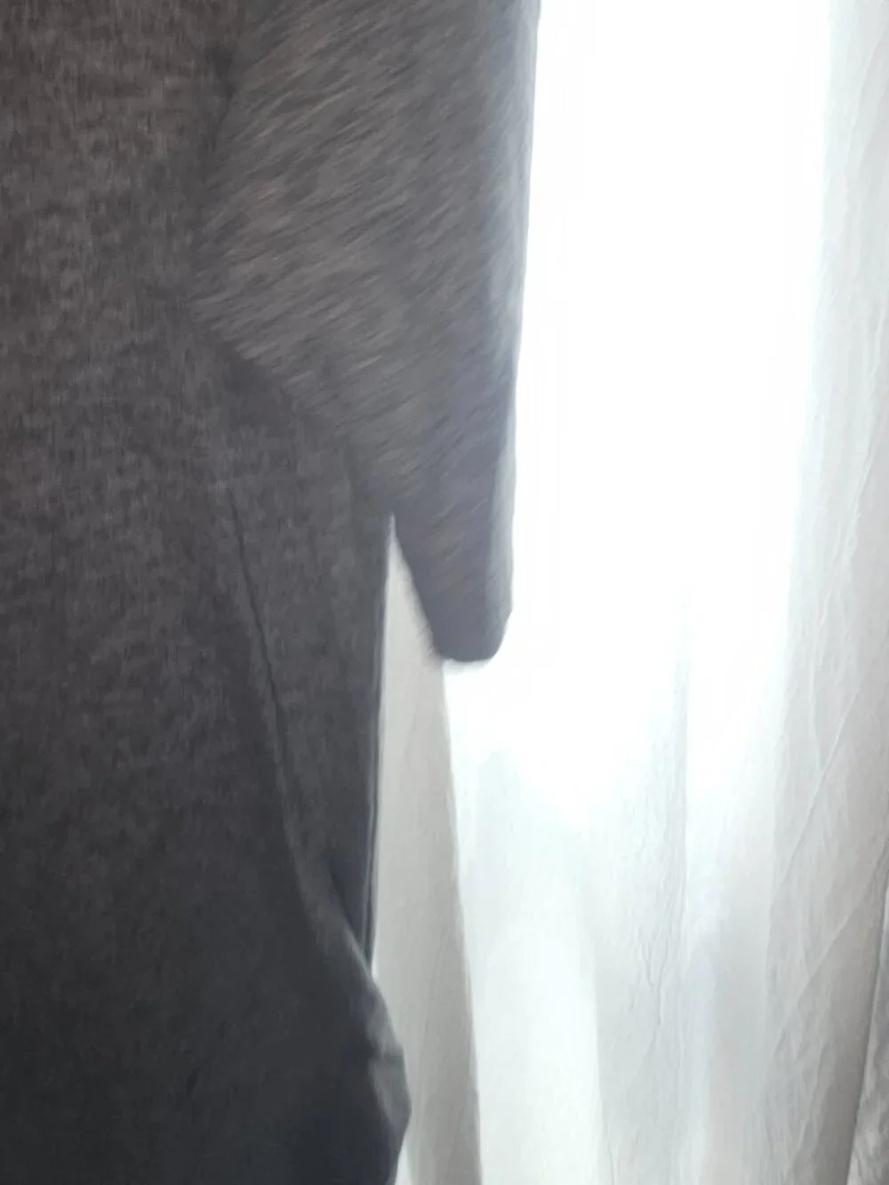Moda International Gray V-Neck Longline Tunic Top S 100% Cotton